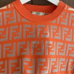 Fendi knit top orange logo shirt  (worn once)